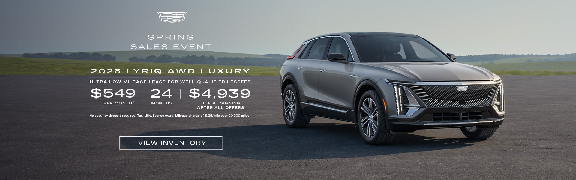 2026 LYRIQ AWD LUXURY. Ultra-low milege lease for well-qualified lessees. $549 per month 24 month...